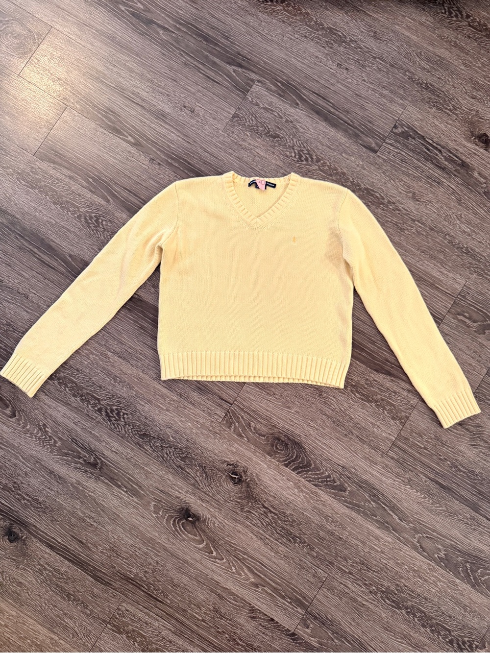 Ralph Lauren Sport Vintage Yellow V Neck Cotton Sweater